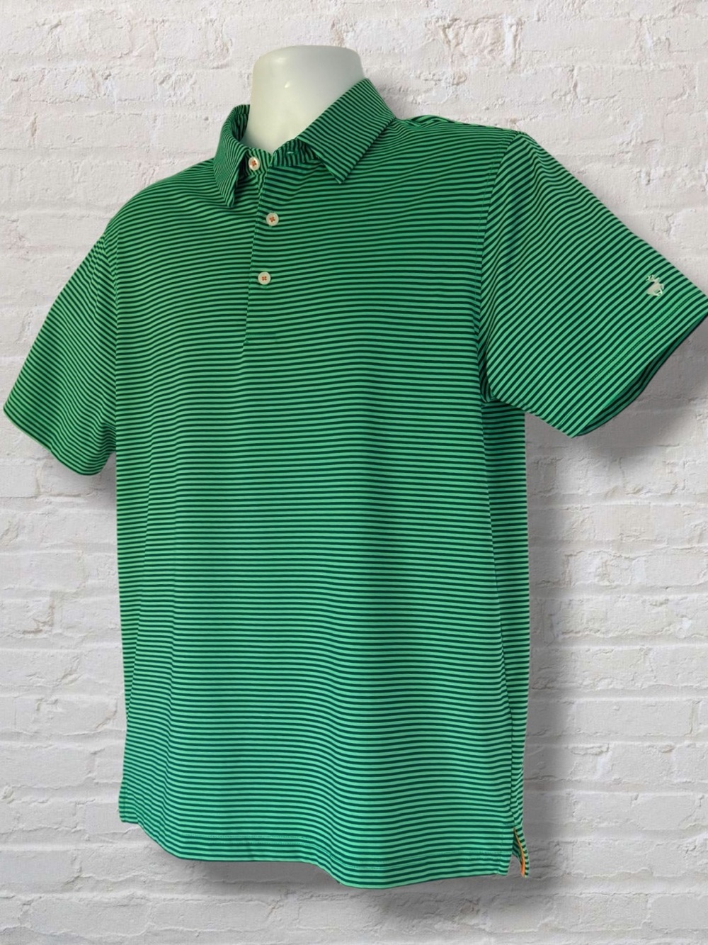 Michel Rouen Performance Golf Polo Green Stripe Stretch Men’s Medium
